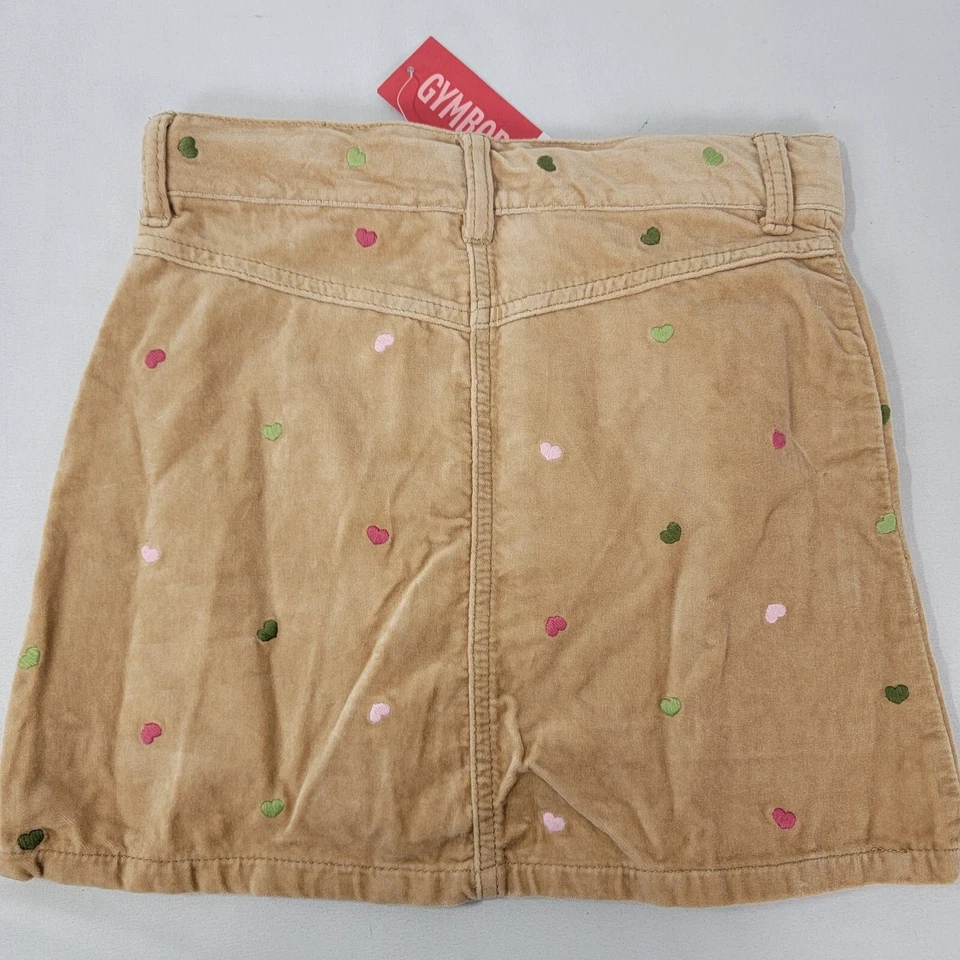 Falda Gymboree Niña Talla 8 NUEVA Marrón Imitación Gamuza Bordada Corazones Bolsillos Foto 2 de 4