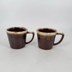 Pair Vintage McCoy Pottery Brown Drip Glaze Coffee Mugs D Handle USA