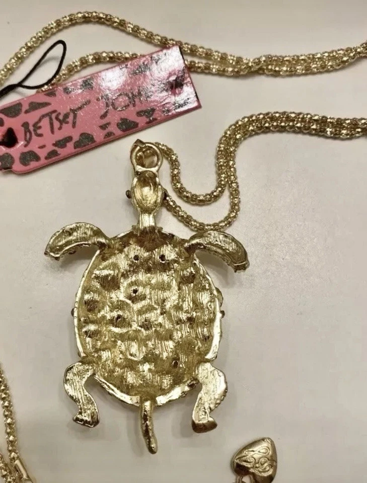Collar cadena tortuga estrás rosa Betsey Johnson nuevo con etiquetas Foto 4 de 4