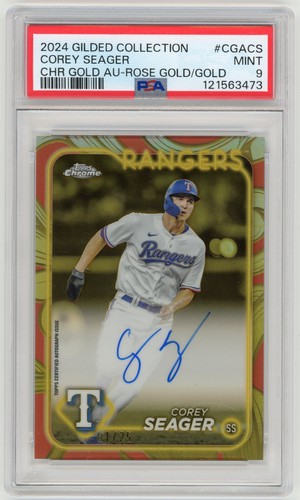 2024 Topps Chrome Gilded Corey Seager Rose Gold Refractor On Card Auto /25 PSA 9