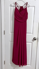 JJ s House Idara Burgundy Chiffon Bridesmaid Dress Altered Approx Size 6