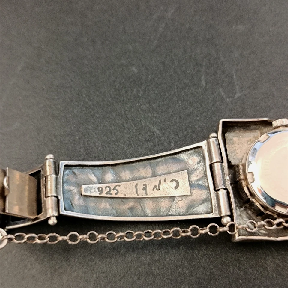 Reloj Vintage Plata Esterlina Oro Rosa Funciona Firmado MOTAG Pulsera Israelí ÚNICO EN SU CLASE Foto 4 de 4