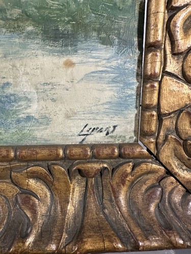 Ancienne huile sur panneau signée : paysage lacustre période impressionniste - Photo 3/12