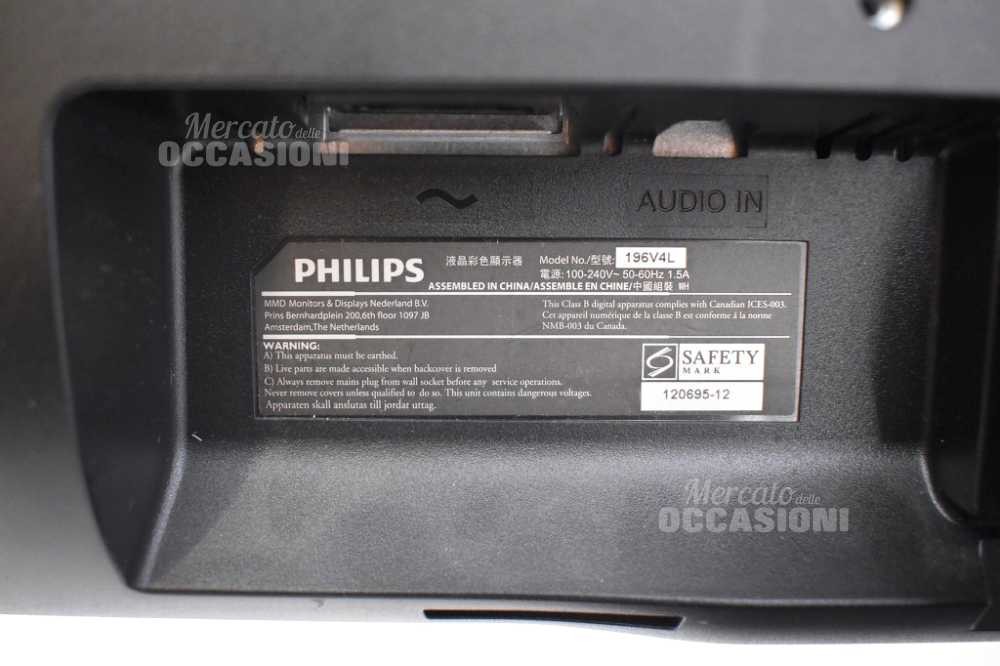 Monitor Pc Philips 18'' Mod. 196v4l foto 2