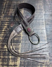 Streets Ahead Belt Womens Large Brown Suede Leather Tie Fringe Boho Made in USA