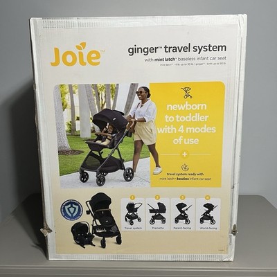 Joie Ginger & Mint Latch Travel System Shale Dark 4-in-1 Adjustable Stroller New