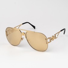 Versace Women Sunglasses Gold Yellow Mirrored Pilot VE2255 100203 BRAND NEW