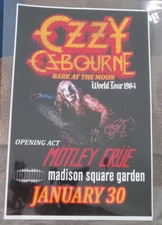 Ozzy Osbourne RARE Autographed BARK AT THE MOON 1984 TOUR Poster 