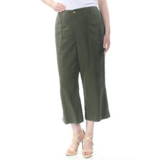 Ralph Lauren Womens Green Cropped Wide Leg Pants Size 18 New