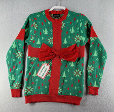 Blizzard Bay Women's Christmas Sweater Size S Gift to the World from Santa Bow