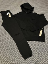 NWT Fear of God Essentials Set Hoodie Sweatpant Stretch Limo Black Size XS