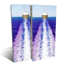 Cornhole Boards Ocean Wake Custom Design Poplar Wood Outdoor Game Set