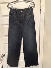 Well Worn Women's Wide Leg High Rise Jeans, Dark Blue, Size 10/30 inseam 31.5 