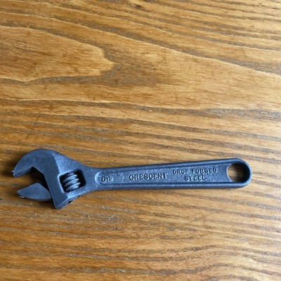 Halbmond verstellbarer Schraubenschlüssel 6'' Vintage - gesenkgeschmiedeter Stahl - Jamestown NY USA 