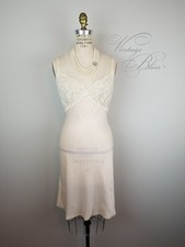 Vintage 1950's Romantic Blush Pink Cream Lace Slip Chemise Bust Size 34 36