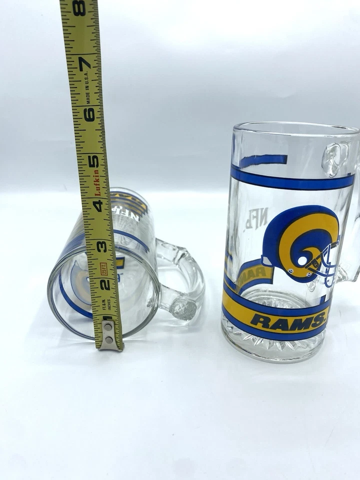 Conjunto de 2 canecas de cerveja de vidro futebol americano Los Angeles Rams 12 oz futebol americano NFL - Imagem 3 de 4