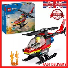 LEGO City Fire Rescue Helicopter Toy for Kids Age 5+, Vehicle Building Set with