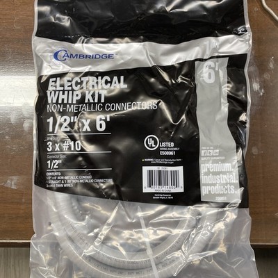 (1-Pk) Non-Metallic Liquidtight A/C Whip Kit 1/2'' x 6 Ft New