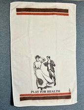 Retro 1978 Sayco Play for Health Tennis Hand Towel Vintage Graphic 15x24