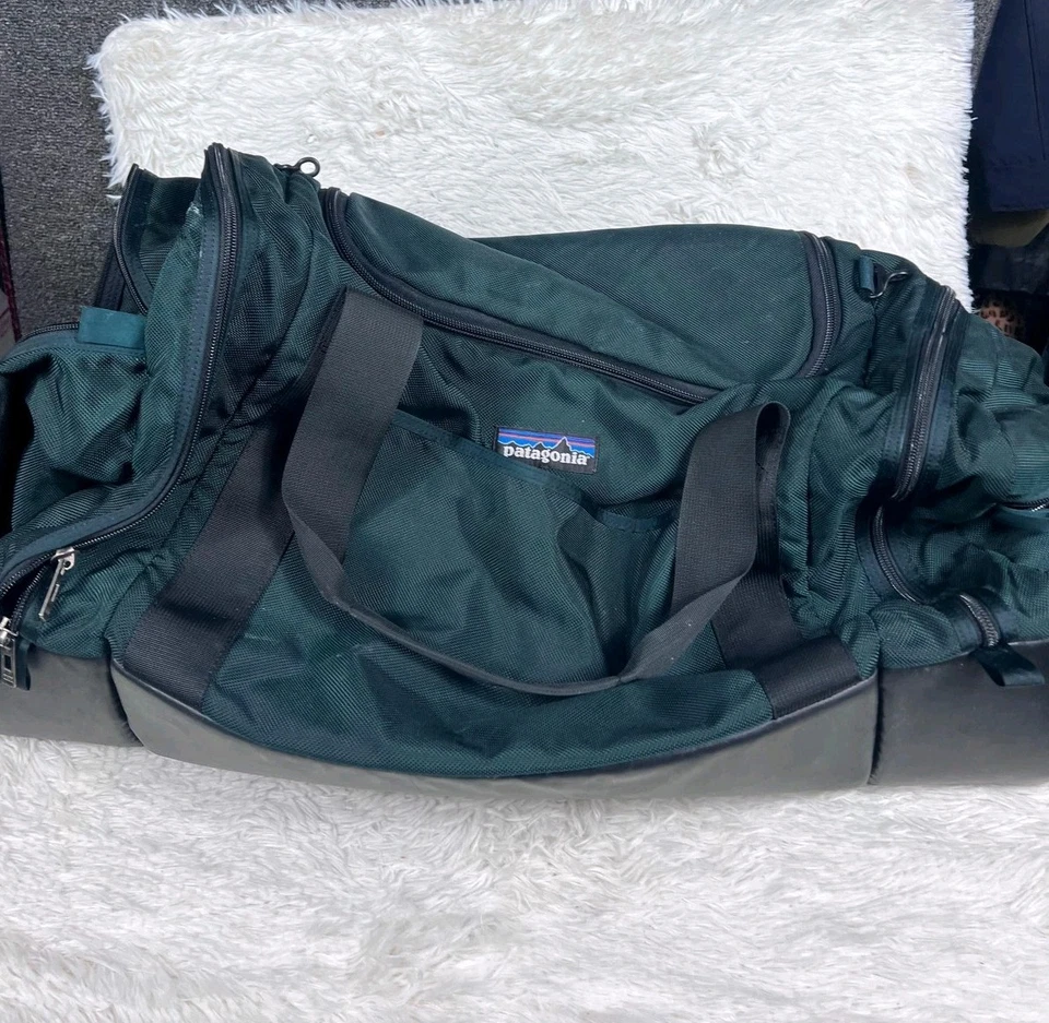 Vintage Patagonia Duffel Bag Dark Green Black Made in USA Travel Gym YKK Gear - Image 2 of 4