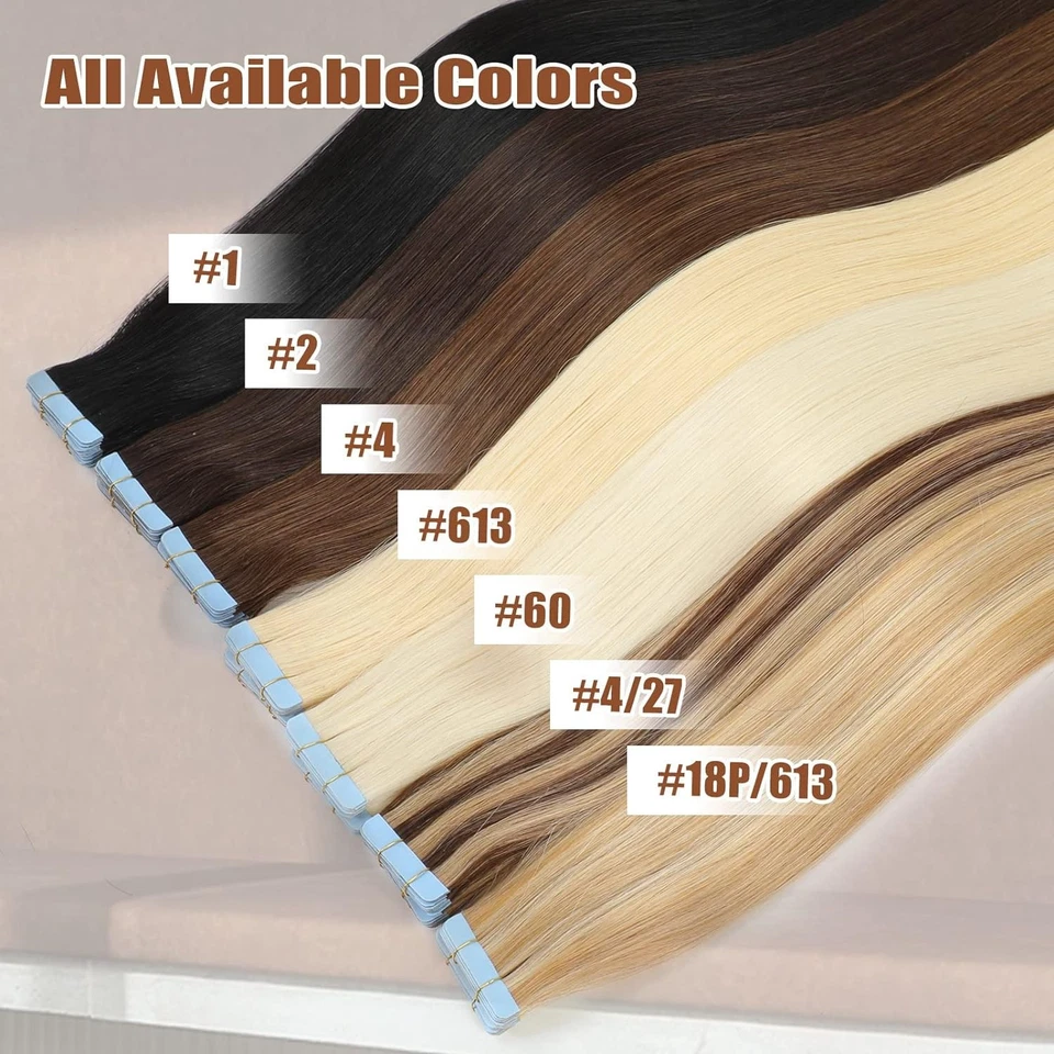 Cinta en Extensiones de Cabello Cabello Humano Real Tramas de Piel Invisibles Premium Remy Grueso Foto 4 de 4