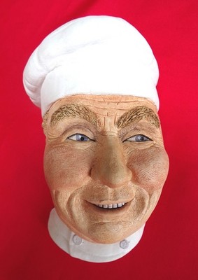 LAKELAND STUDIOS KOCH KREIDEGESCHIRR KOPF BOSSONS STIL WANDBEHANG MASKE - SELTEN
