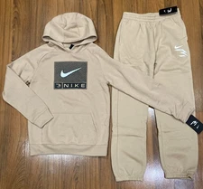 Nike Youth Set Boy's Hoodie PANTS Tracksuit 2pc Beige Size 14/16 (L) New