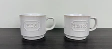 Heartland Hive His & Hers Mug Gift Set Creamy White - Stackable Ceramic Mugs