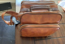 Tan Leather Travel Camera Bag With Shoulder Strap
