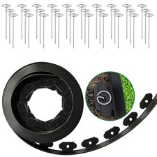 4 in Tall Landscape Edging, 40 ft Garden Border with 60 Metal Spikes, Flexibl...