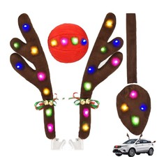 Christmas Rudolph Reindeer Vehicle Kit,Antlers Car  Nose Decorations, Decor