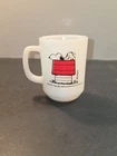 VTG Snoopy Peanuts  Fire-King Milk Glass "I Think I'm Allergic to Morning!" Mug