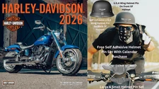 2026 Harley Davidson 12"x 12" Wall Calendar & Get 2 Free USA Helmet Pin Wings!