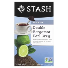 Black Tea, Double Bergamot Earl Grey, 18 Tea Bags, 1.1 oz (33 g)