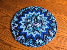 Handmade Quilted Round "Point of View" Table Topper Posies  Butterflies 