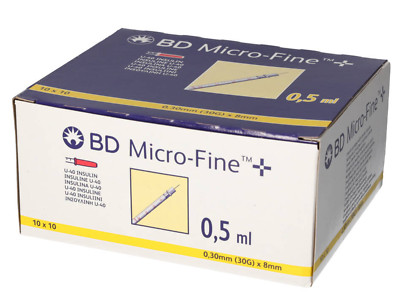 BD Microfine 0.5 ml 30G Insulin Nadeln - Präzise, Steril, 8mm, 100 Stk.