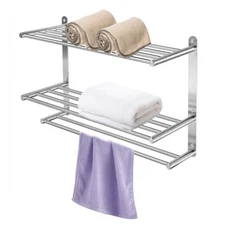 24" Wall Mounted 3-Tier Towel Rack Rail Holder Storage Shelf Bathroom Hotel SALE
