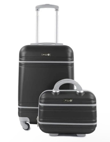 American Sport Plus Varsity 2-Piece Carry-On Luggage Set, Black/Grey