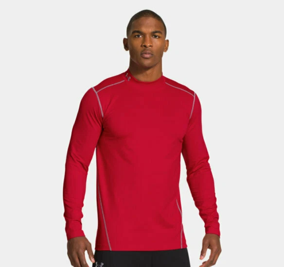 Under Armour Mens EVO Coldgear Fitted Mock Turtleneck Red 1248945-600