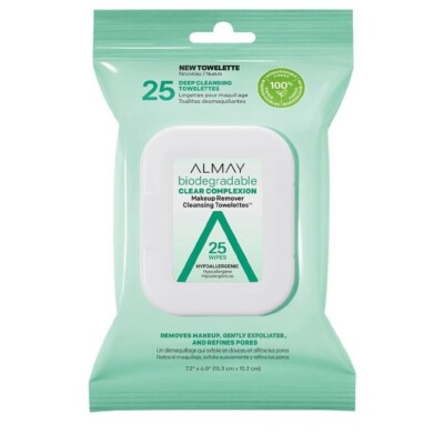 LOT OF 3 - Almay Biodegradable Makeup Remover Cleansing Towelettes  Wipes 25CT