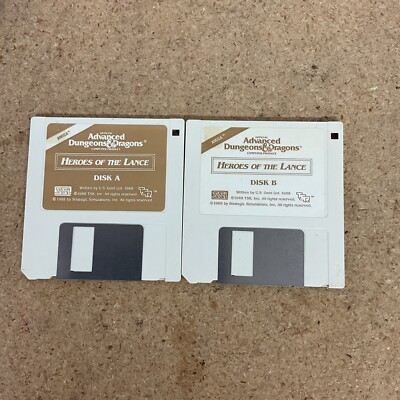 AD&D Heroes of the Lance 1988 TSR SSI 3 1/2'' Floppy Disk Set Amiga Computer Game
