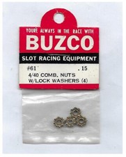 Vintage Slot Car Hardware 1960's 1/24 BUZCO 61 4/40 Comb. Nuts Lock Washers 4p