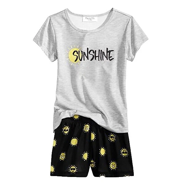 Black Short Sleeve Girls' Sleepwear