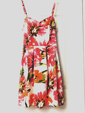 Forever 21 Dress Women's Medium White Floral Mini Sundress Sleeveless Spring