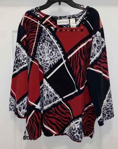 Womens XL ALFRED DUNNER Animal Print Colorblock Blouse Preowned
