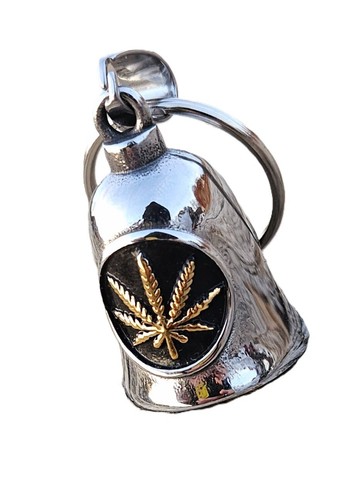 POT LEAF GOLD w HANGER The Ride Bell Guardian Angel Motorcycle Harley Biker USA - Picture 8 of 11