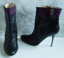 LK Bennett London Black Purple Gold Booties Boots Size 38.5 UK 5.5 US 7.5