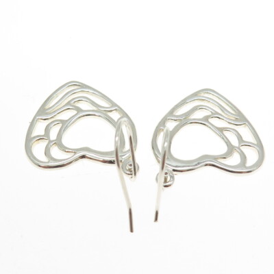 925 Sterling Silver Wavy Heart Dangling Earrings | eBay