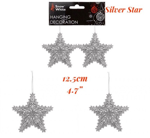 Christmas Tree Topper Ornaments Hanging Baubles Red,Gold,Silver Xmas Decoration - Picture 6 of 27