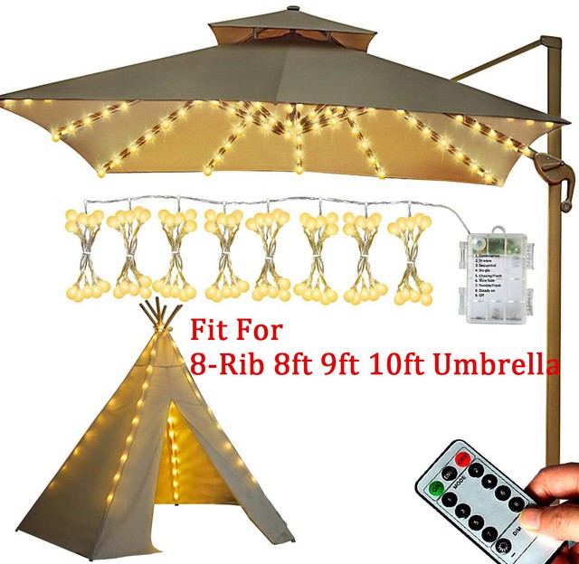 Ampersand Shops 9 Ft Outdoor Patio Tilt Umbrella With Solar Powered Led Lights For Sale Online Ebay